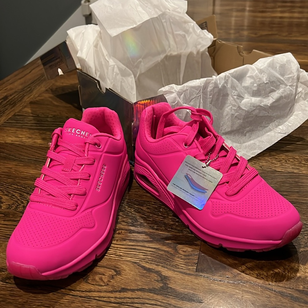 NIB Sketchers Uno Night Shades Hot Pink Women’s Shoes - Picture 2 of 5